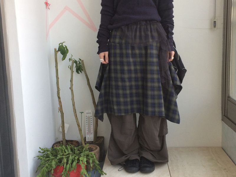 flared checkered skirt