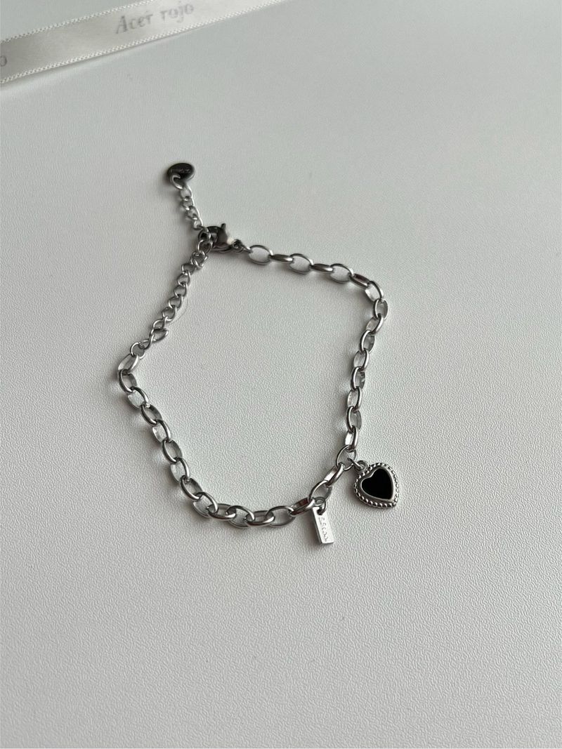 pib hip chic black heart surgical chain bold layered bracelet
