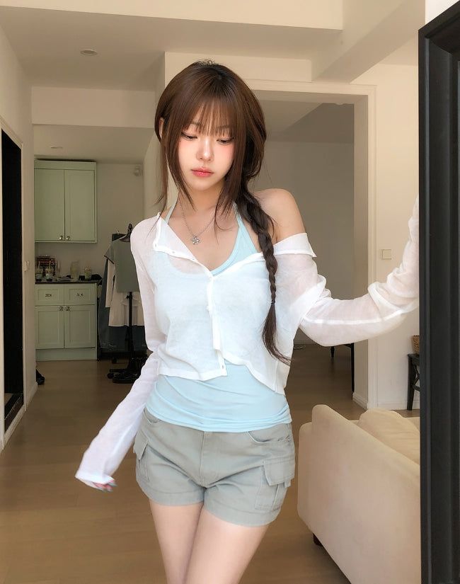 ULAN(ユレン)の「Salty See-through Crop Cardigan(Tops)」