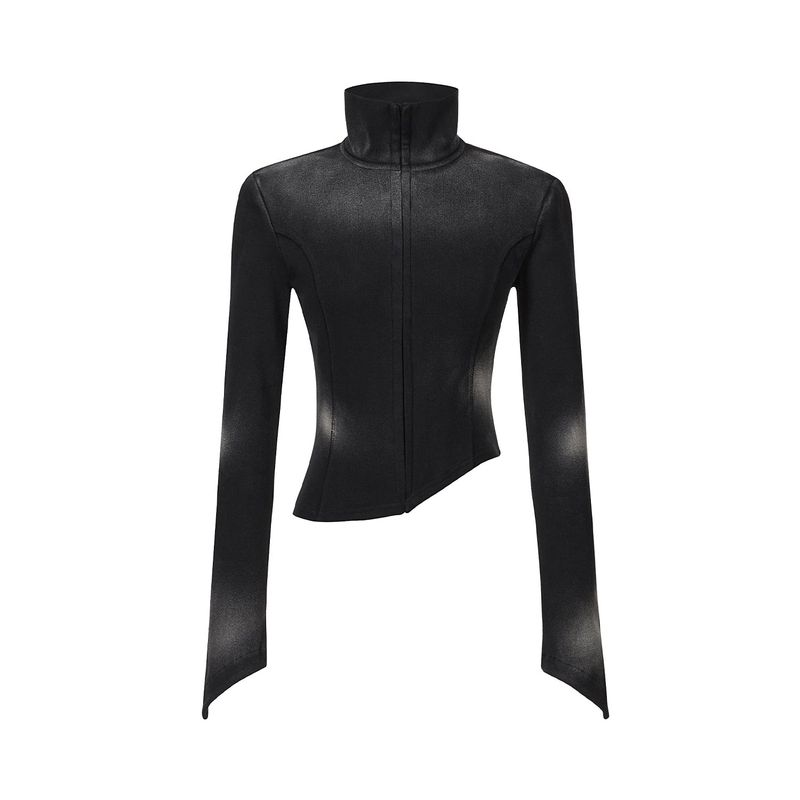 [24SS LSD COLLECTION] Bleach Washing Unbalanced Cotton Top_Black