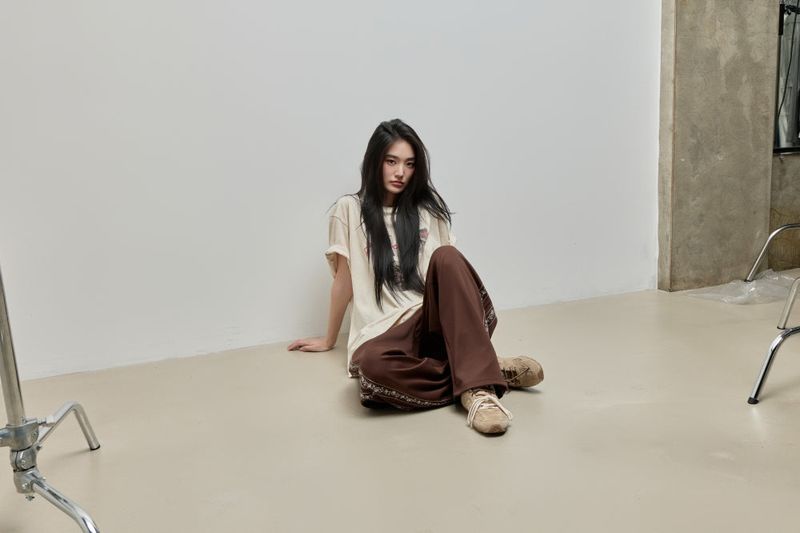 Embroidered Track Pants_Brown