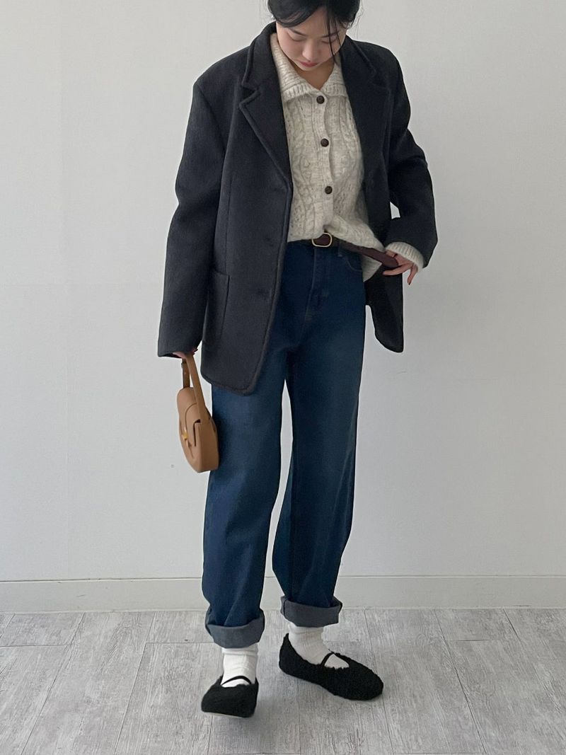 [Brushed Lining] 575 wide denim pants