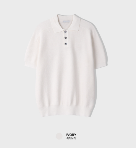 Look Estée Viscose Button Collar Short Sleeve Knit