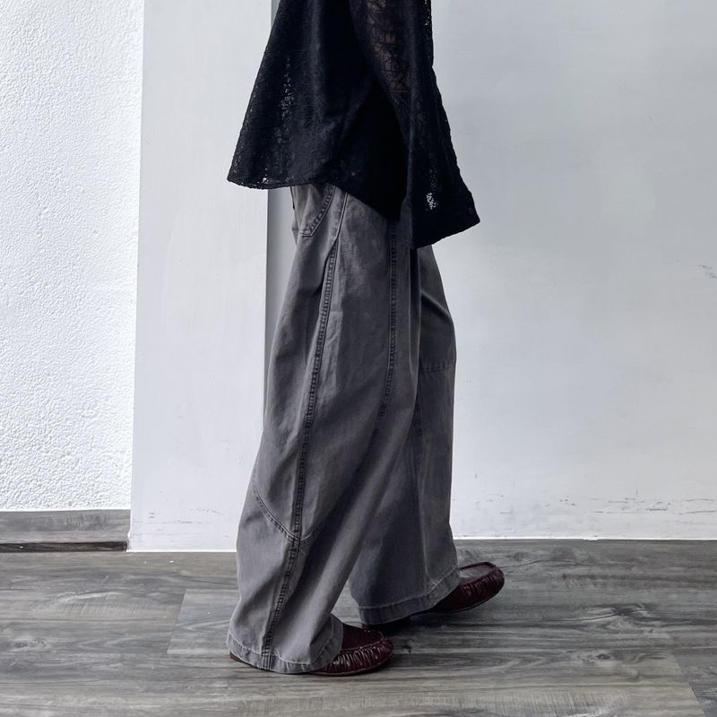 Washed Multi-Button Wide Pants