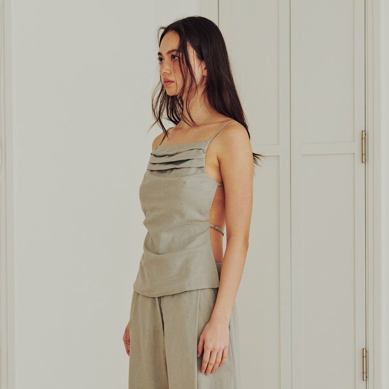 Linen Backless Top (BEIGE)