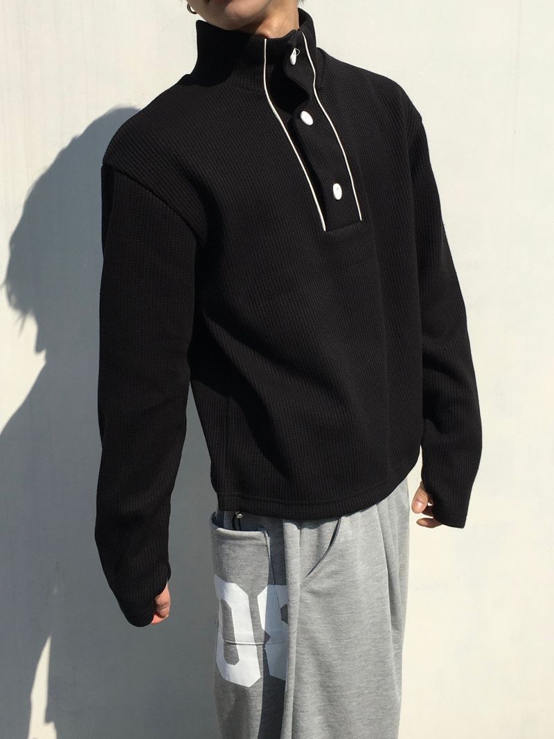 Dev Turtleneck Crop Waffle Sweatshirt 3C