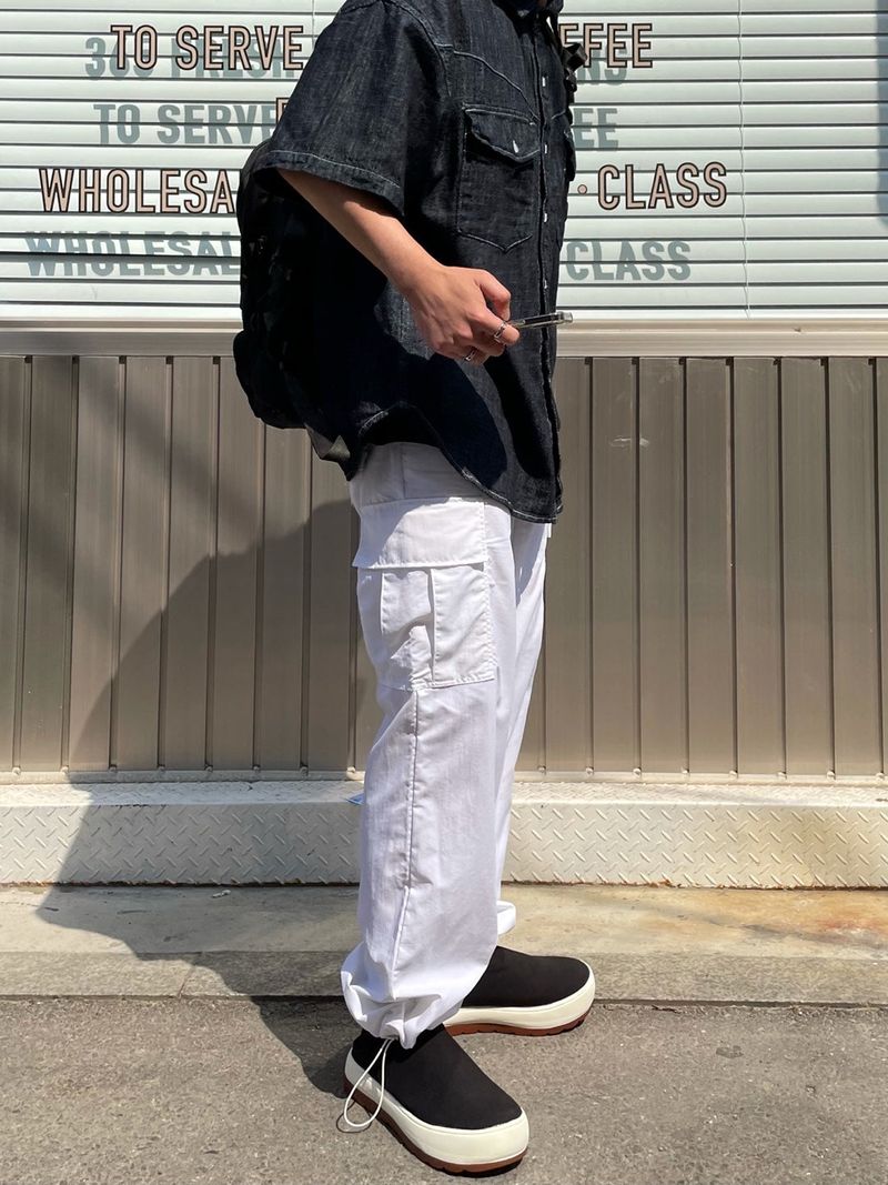 LINEN WESTERN DENIM HALF SHITRS(2COLOR)