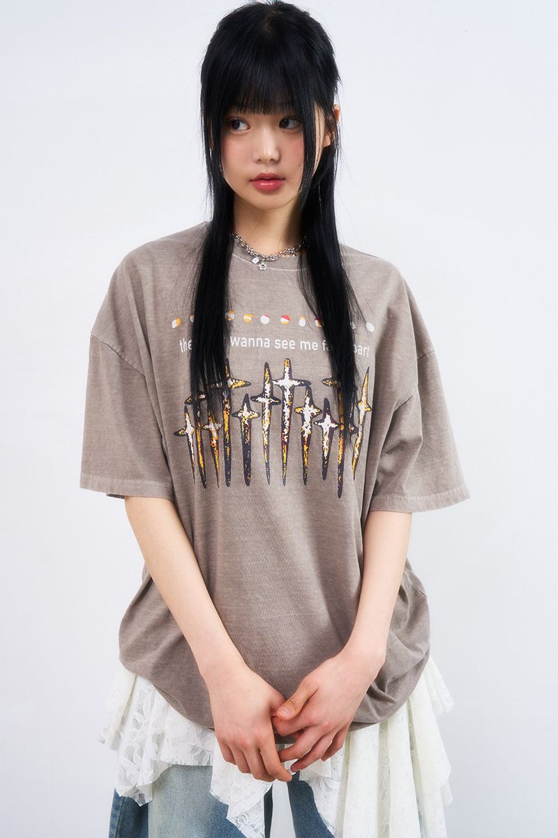 Raucohouse（ラウコハウス）の「Curse many cross pigment over T-shirt（Tops）」