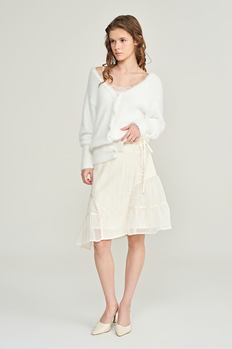 Rose terrace ruffle skirt, Ivory