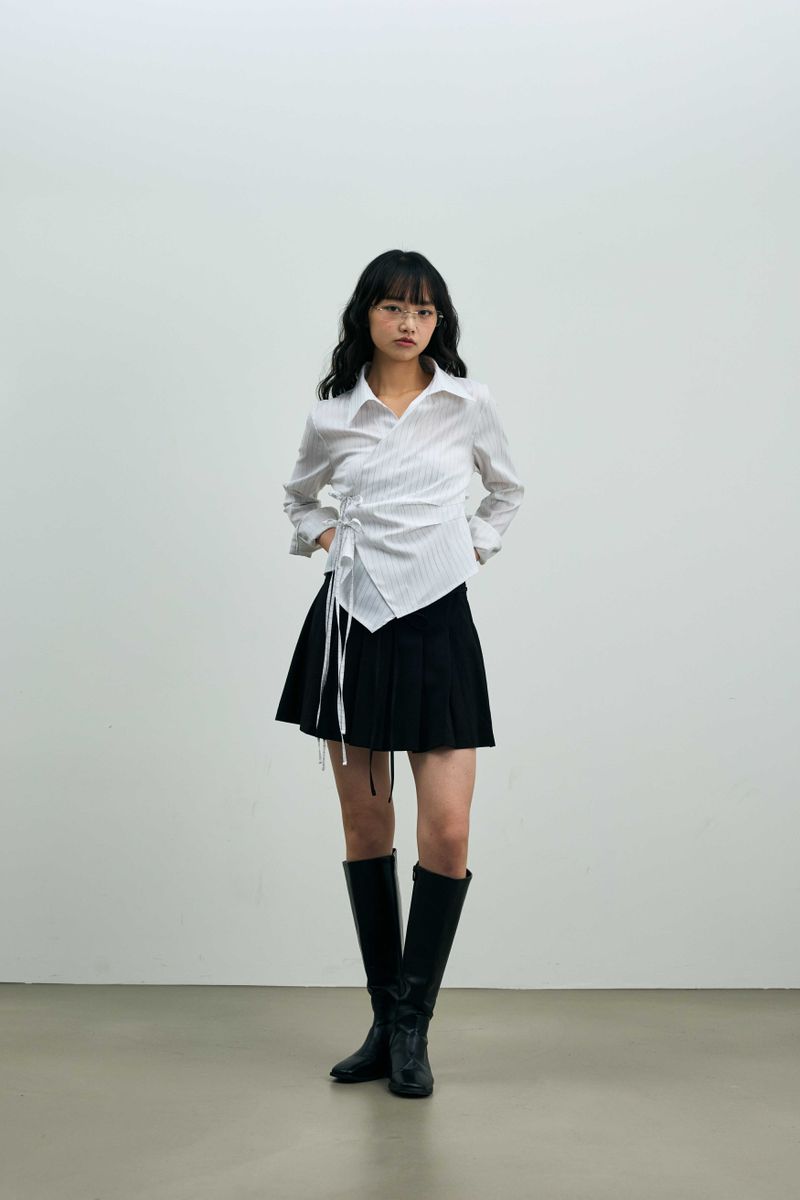 EVE STRIPE WRAP SHIRT / WHITE