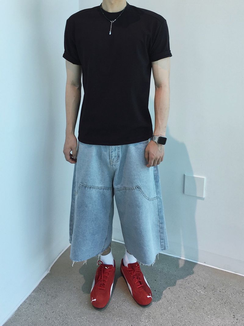 Foil Carpenter Bermuda Denim Pants 2C