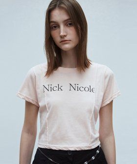 NICOLE PINTUCK CROP TEE_COBALT BLUE