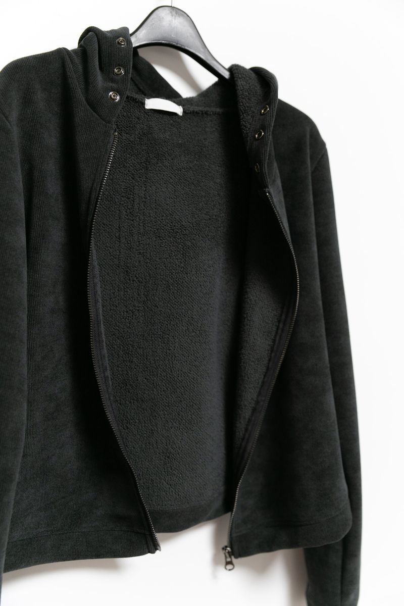 neck 3 Button fluffy hood zip-up(3colors)