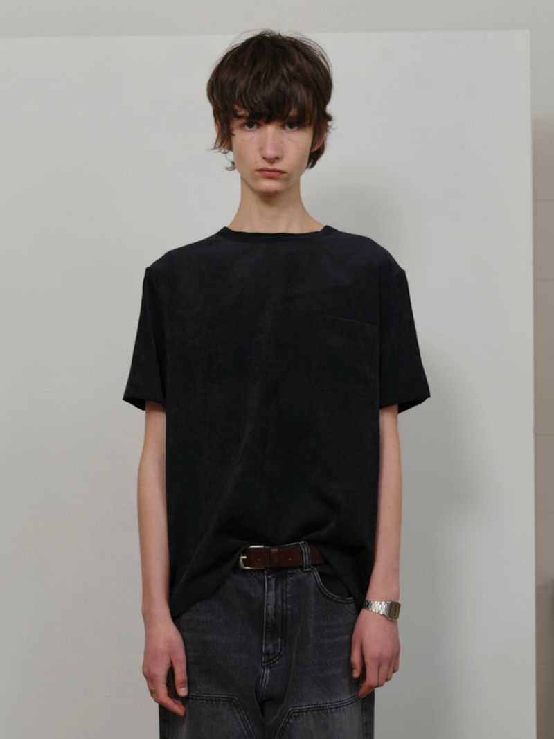 YOUNGOH(ヨンオ)の「CORDUROY T-SHIRT BLACK(Tops)」