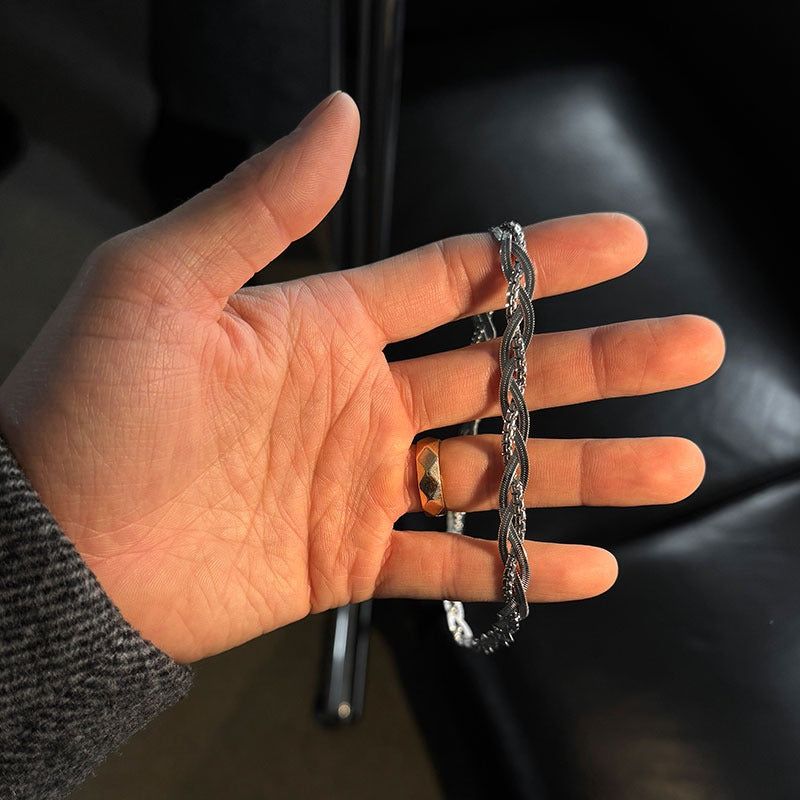 Titanium Steel Twist Chain Choker Necklace