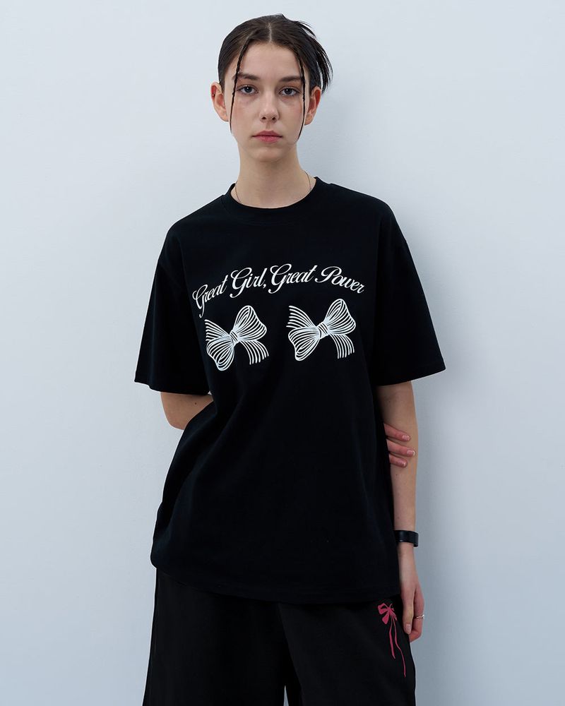 TWIN RIBBON TSHIRT-BLACK