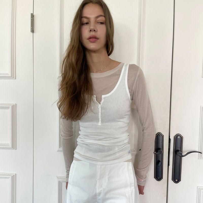 Sheer Tencel T/Shirts_Beige