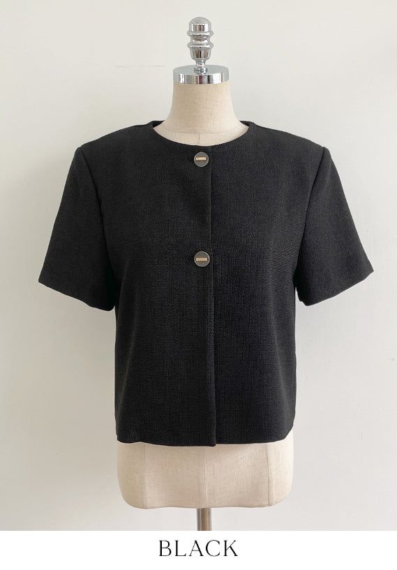 Kolb Round Neck Short Sleeve Tweed Jacket