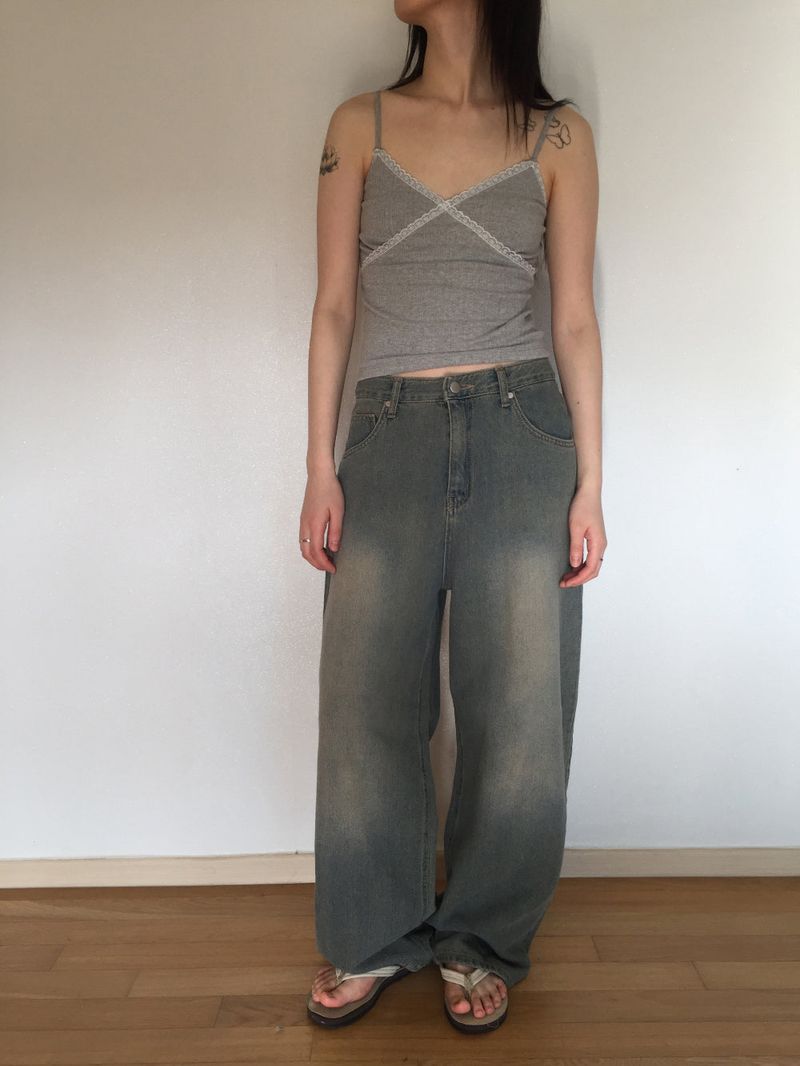 Touch denim wide long pants (2 colors)
