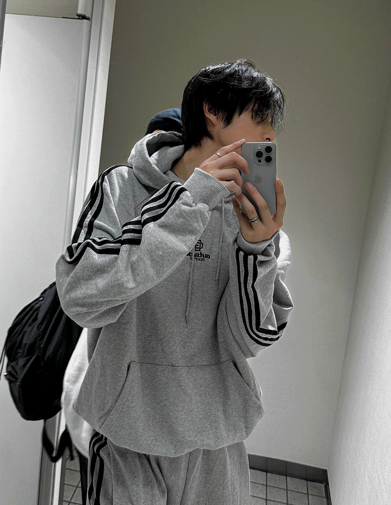 Outside track over hoodie