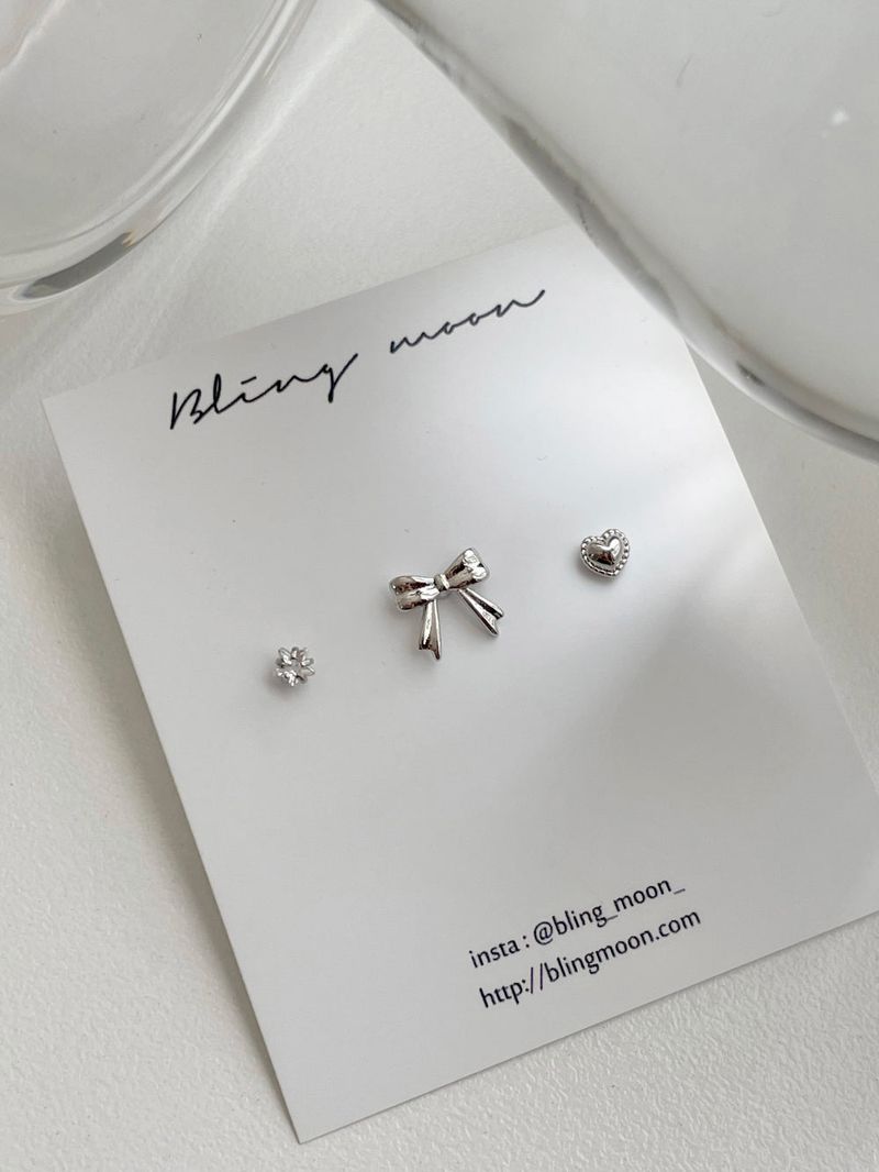 [3 set] love ribbon piercing set