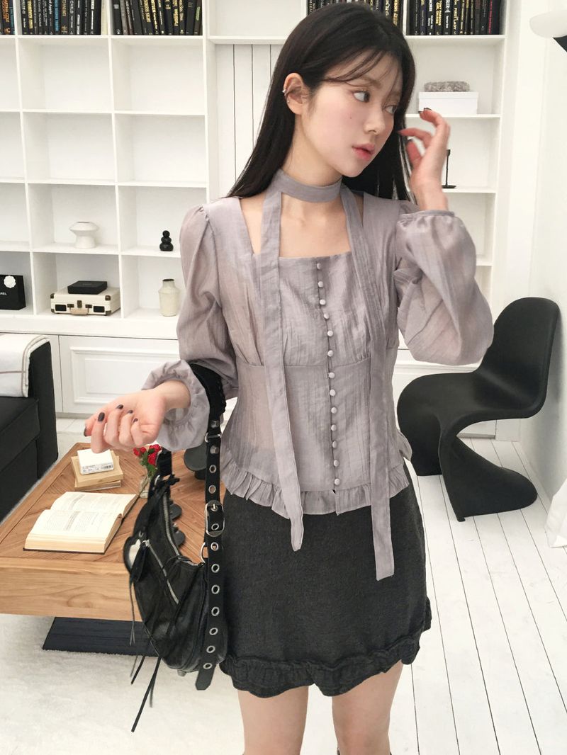 First love tie blouse