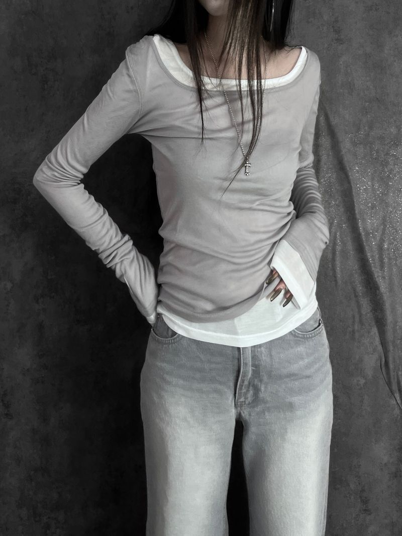 tencel square neck T (3color)