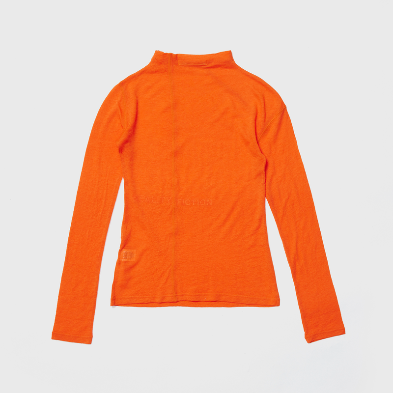 Unbalanced Stitch Turtleneck Tee Orange