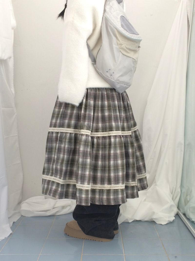 Hazel latte checkered skirt
