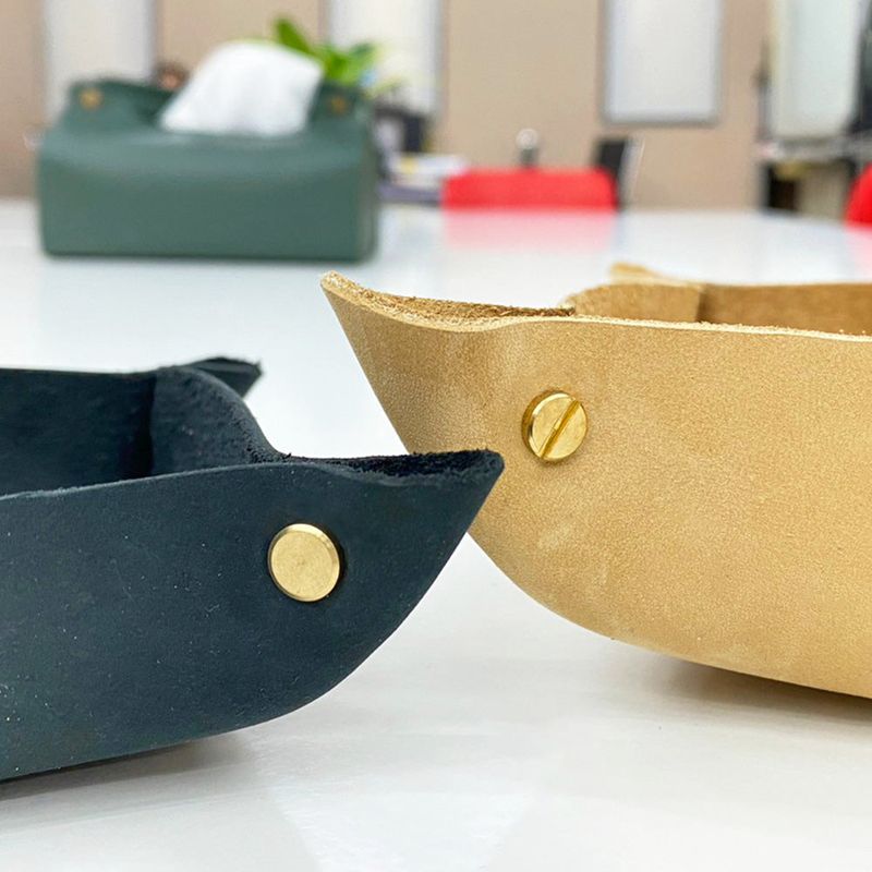 Leather storage tray