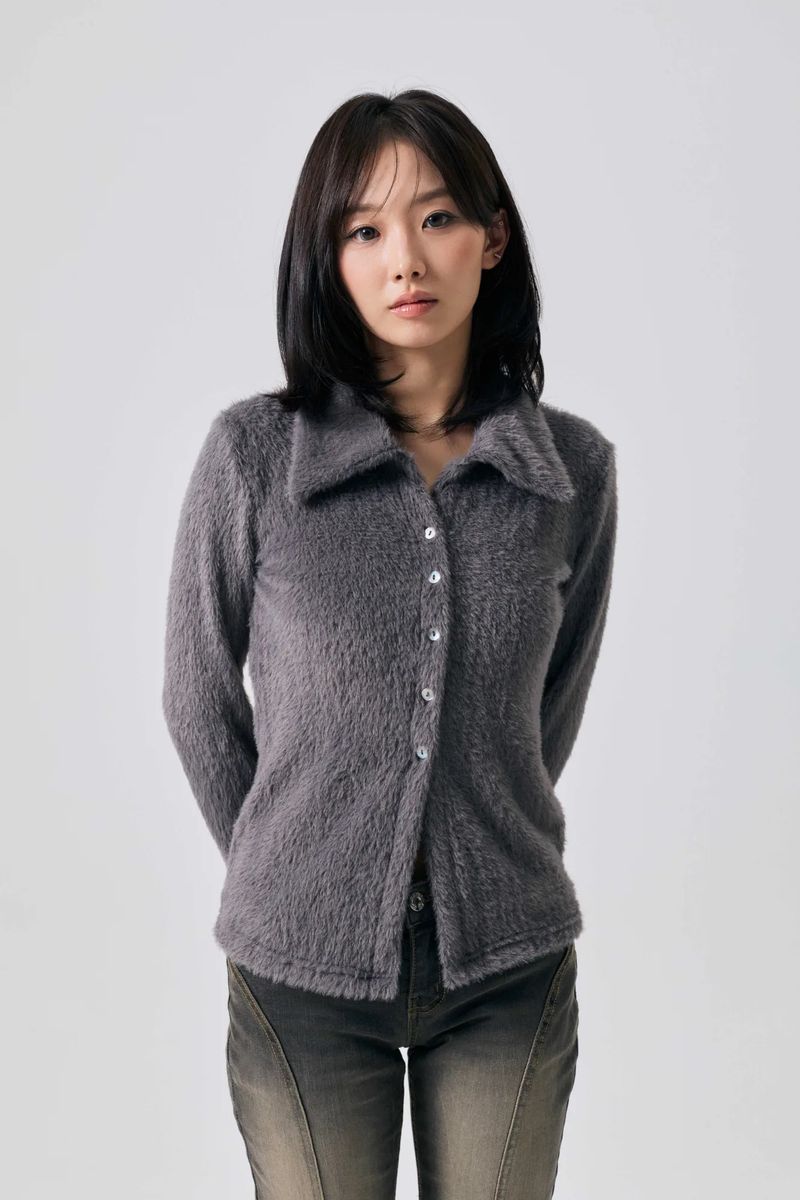  COSMO FUR CARDIGAN / CHARCOAL