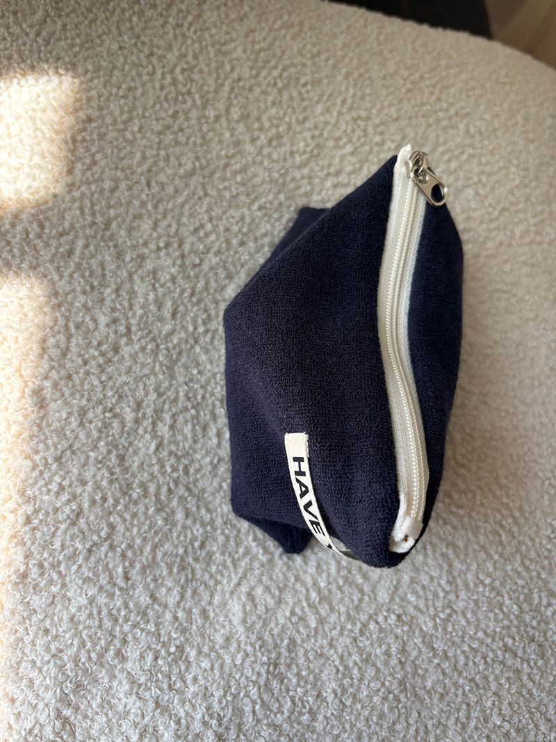 Terry flat pouch - navy , M size