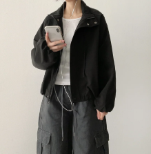 Diel High Neck String Balloon Overfit Zip-Up Jumper