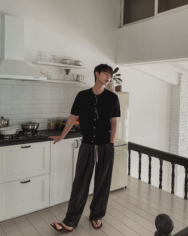 Seilen Stripe Banding Wide Slacks