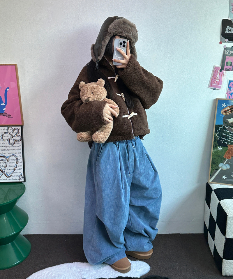 TEDDY CURLY🤎CUTIE PETIT ZIP UP 🤎🧸🐏3COLOR