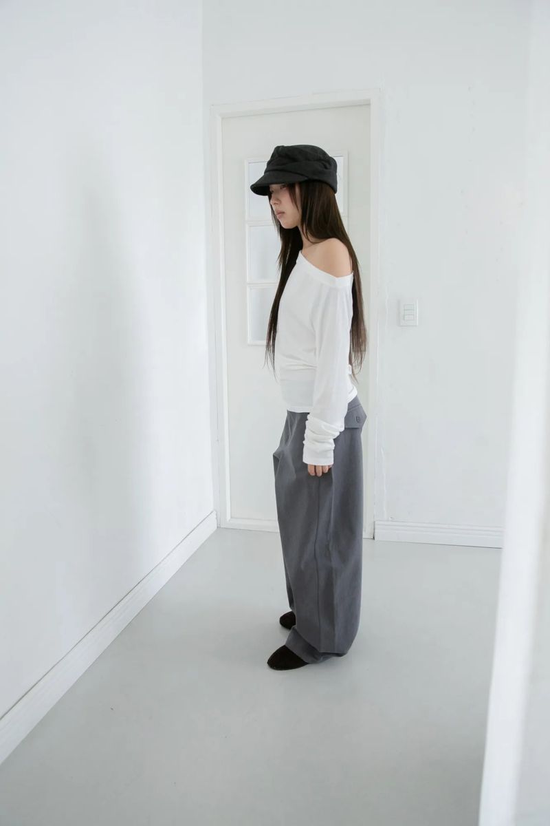 slim raglan off-shoulder top(4colors)
