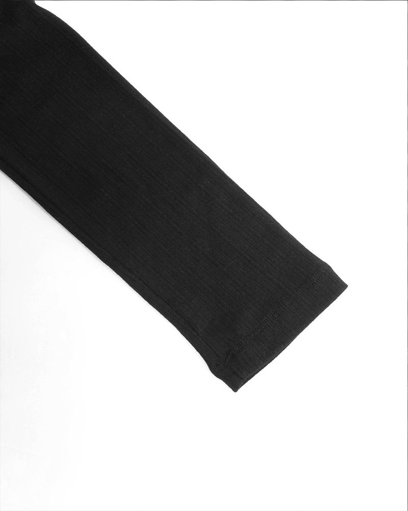 Open polo long sleeve black