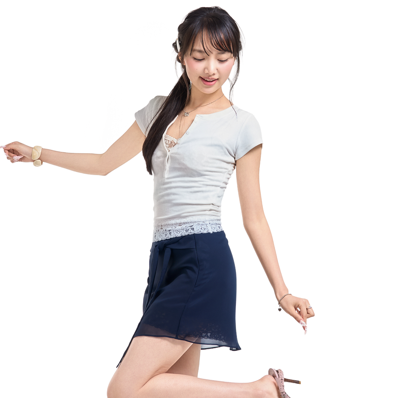 ROSY MIDI SKIRT [NAVY]