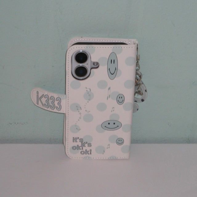 Dot dot smile skyblue diary wallet case