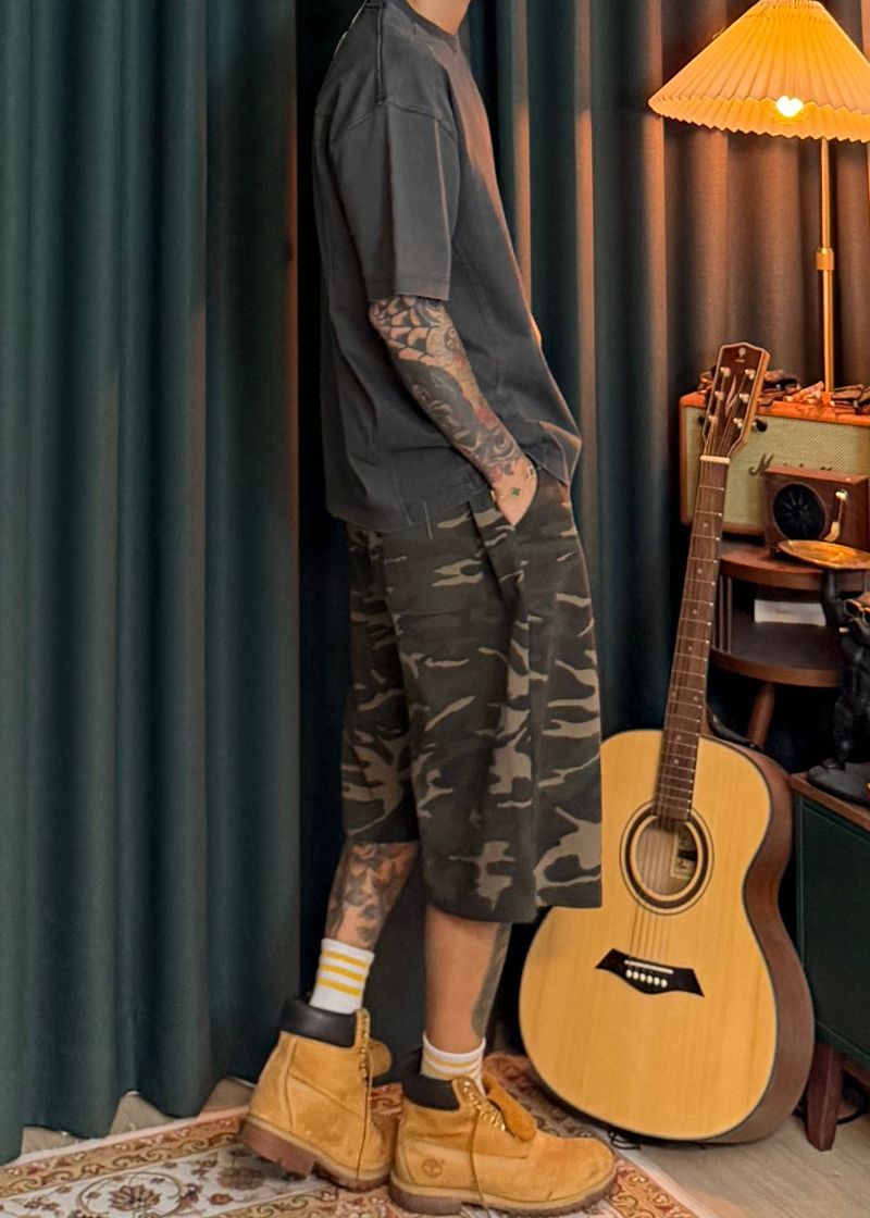 6 One-Tuck Camo Shorts