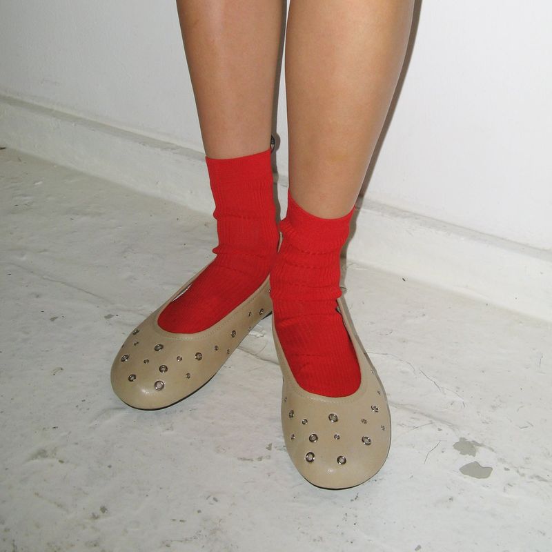 Me 0044. Eyelet Mesh Flat Shoes - 3colors