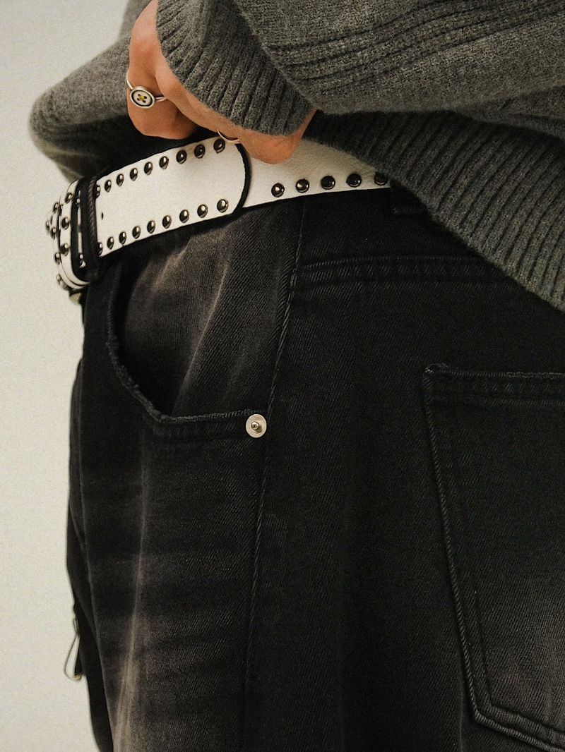 MA DAY Straight Curved Denim Pants