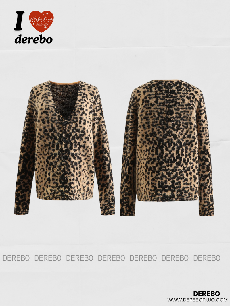 Mohair Leopard Loose Fit Cardigan