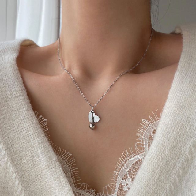 yu Heart ball, unique y necklace