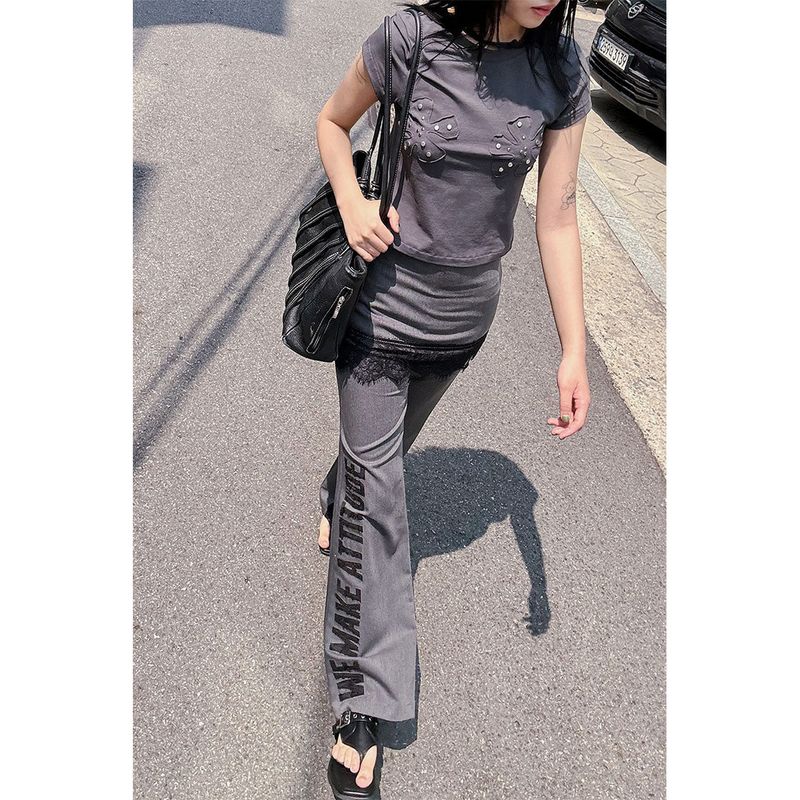 SLOGAN SKIRTED TROUSERS