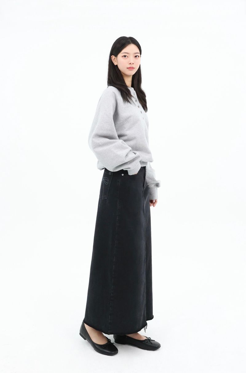 DENIM MAXI SKIRT_BLACK code 26003