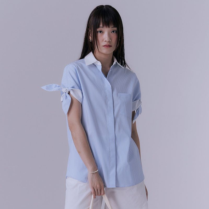 SILN(シルン)の「Knot stripe half sleeve shirts (BLUE STRIPE)(Tops)」