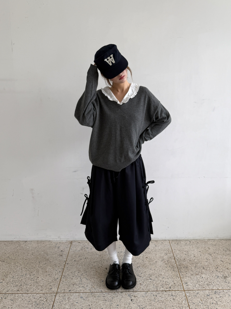 side ribbon wrap pants