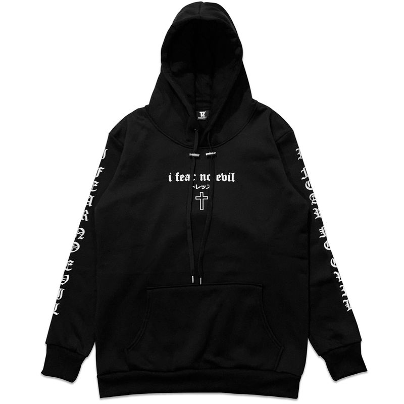 TZ worldwide I FEAR NO EVIL HOODIE - BLACK/WHITE (GLOW INN THE DARK)