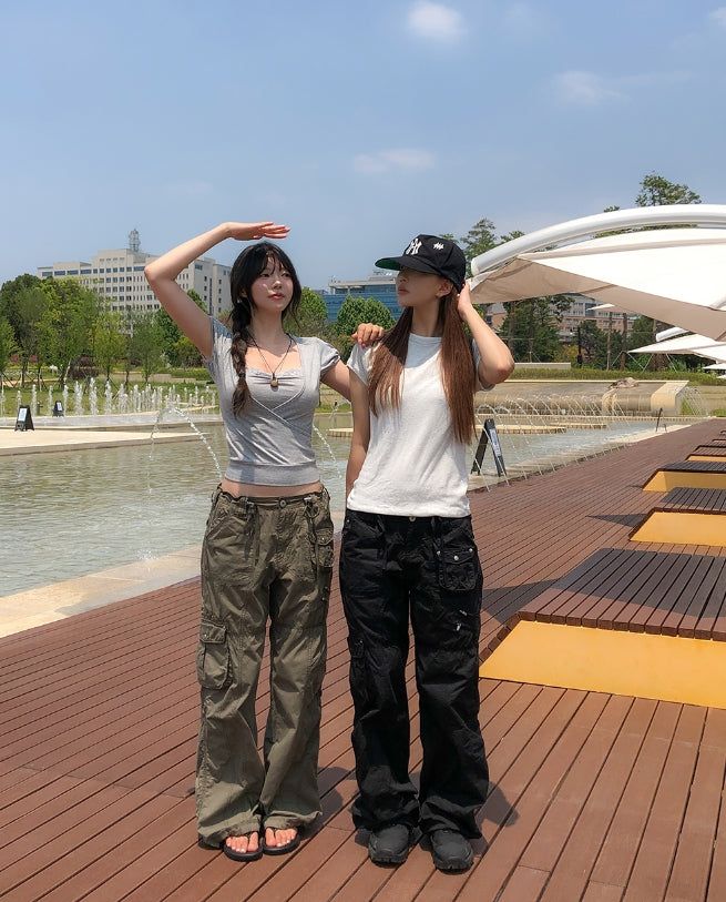 Multiple Pocket Low Cargo Pants